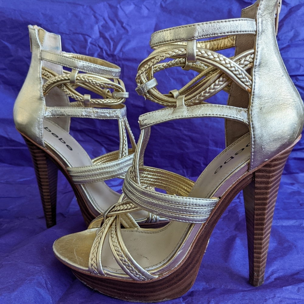 bebe Rosario Platform Heels- Gold